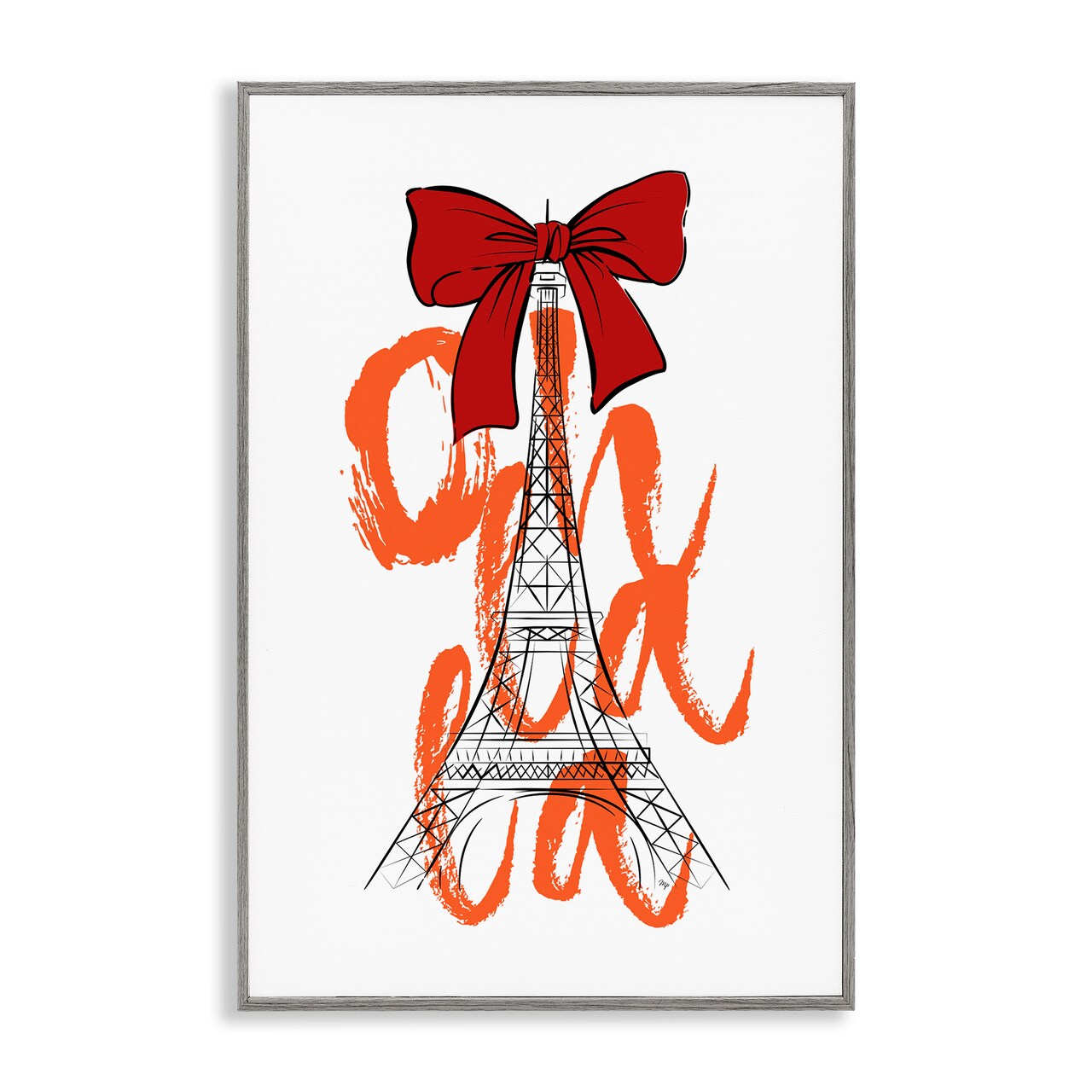 Stupell Industries Oh La La Eiffel Tower Framed Giclee Wall Art Design by Martina Pavlova
